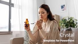  Presentation with medicine syrup - Audience pleasing slide deck consisting of healthcare-people-and-medicine-concept backdrop and a violet colored foreground