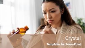  Presentation with medicine syrup - Slide set consisting of healthcare-people-and-medicine-concept background and a coral colored foreground