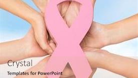  Presentation with cancer - Theme with healthcare people and medicine concept - close up of women hands with paper cancer awareness symbol over blue sky background background and a lemonade colored foreground