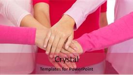  Presentation with breast cancer light shirt - Beautiful PPT theme featuring healthcare people gesture breast cancer backdrop and a red colored foreground