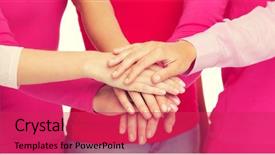  Presentation with pink white - Colorful slide set enhanced with healthcare people gesture breast cancer backdrop and a red colored foreground