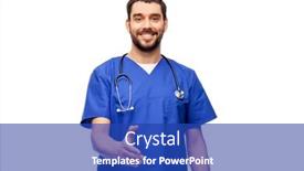  Presentation with blue handshake - Presentation design enhanced with healthcare-profession-and-medicine-concept background and a royal blue colored foreground