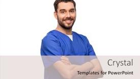  Presentation with male nurse - PPT theme having healthcare-profession-and-medicine-concept background and a lemonade colored foreground