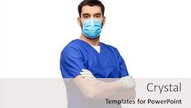  Presentation with medical face mask - PPT layouts enhanced with healthcare-profession-and-medicine-concept background and a light gray colored foreground