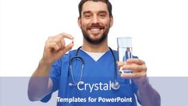  Presentation with male nurse - PPT theme having healthcare-profession-and-medicine-concept background and a ocean colored foreground