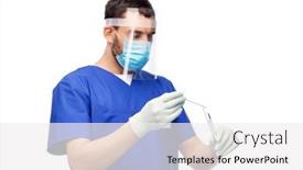  Presentation with blue shield - Amazing slide deck having healthcare-profession-and-medicine-concept backdrop and a white colored foreground