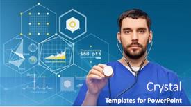  Presentation with male nurse - Slide set consisting of healthcare-profession-and-medicine-concept background and a teal colored foreground