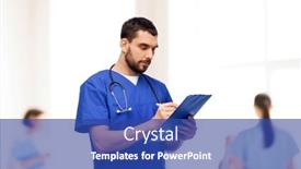  Presentation with medical profession - Presentation theme featuring healthcare-profession-and-medicine-concept background and a ocean colored foreground