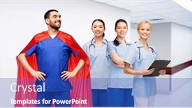  Presentation with nurses - Audience pleasing slide deck consisting of healthcare-profession-and-medicine-concept backdrop and a cobalt blue colored foreground