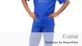  Presentation with stressed nurse - PPT theme with healthcare-profession-and-medicine-concept background and a white colored foreground