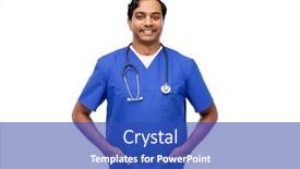  Presentation with male nurse - Slide deck consisting of healthcare-profession-and-medicine-concept background and a cobalt blue colored foreground