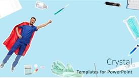  Presentation with medical smiling doctor - Theme having healthcare-profession-and-medicine-concept background and a cool aqua colored foreground