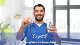  Presentation with medical smiling doctor - PPT layouts with healthcare-profession-and-medicine-concept background and a teal colored foreground