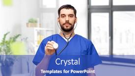  Presentation with medical profession - Audience pleasing PPT layouts consisting of healthcare-profession-and-medicine-concept backdrop and a cobalt blue colored foreground