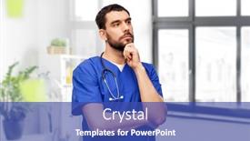  Presentation with nurse thinking - Colorful slide deck enhanced with healthcare-profession-and-medicine-concept backdrop and a ocean colored foreground