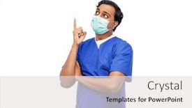  Presentation with mask nurse - Theme enhanced with healthcare-profession-and-medicine-concept background and a light gray colored foreground