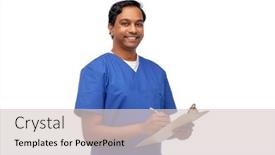  Presentation with medical smiling doctor - Beautiful slide set featuring healthcare-profession-and-medicine-concept backdrop and a lemonade colored foreground