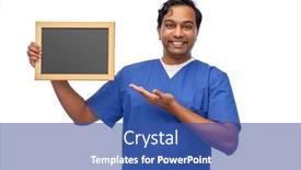  Presentation with male nurse - Amazing presentation having healthcare-profession-and-medicine-concept backdrop and a ocean colored foreground