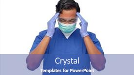  Presentation with stressed nurse - Slide set with healthcare-profession-and-medicine-concept background and a ocean colored foreground