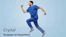  Presentation with male nurse - PPT theme enhanced with healthcare-profession-and-medicine-concept background and a light blue colored foreground