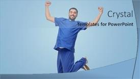  Presentation with male nurse - Amazing presentation theme having healthcare-profession-and-medicine-concept backdrop and a light blue colored foreground