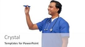  Presentation with male nurse - Presentation with healthcare-profession-and-medicine-concept background and a white colored foreground