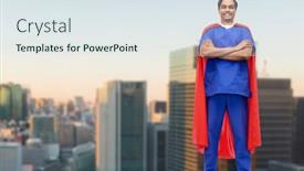  Presentation with male nurse - Slide deck having healthcare-profession-and-medicine-concept background and a sky blue colored foreground