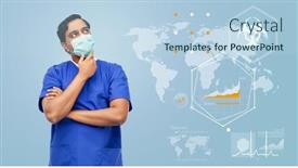  Presentation with nurse thinking - Presentation theme having healthcare-profession-and-medicine-concept background and a light blue colored foreground
