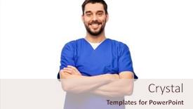  Presentation with male nurse - Amazing PPT theme having healthcare-profession-and-medicine-concept backdrop and a lemonade colored foreground