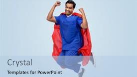  Presentation with male nurse - Slide deck with healthcare-profession-and-medicine-concept background and a light blue colored foreground