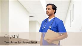  Presentation with clipboard stethoscope - Audience pleasing theme consisting of healthcare-profession-and-medicine-concept backdrop and a soft green colored foreground