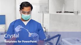  Presentation with test tube laboratory - Amazing slide deck having healthcare-profession-and-medicine-concept backdrop and a teal colored foreground