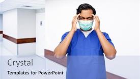  Presentation with stressed nurse - Presentation design featuring healthcare-profession-and-medicine-concept background and a light blue colored foreground