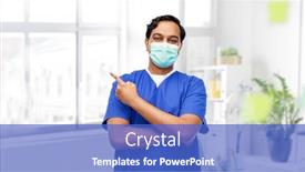  Presentation with medical profession - Amazing PPT theme having healthcare-profession-and-medicine-concept backdrop and a cobalt blue colored foreground