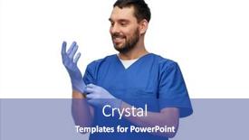  Presentation with medical smiling doctor - Theme having healthcare-profession-and-medicine-concept background and a ocean colored foreground