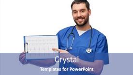  Presentation with male nurse - Beautiful PPT layouts featuring healthcare-profession-and-medicine-concept backdrop and a ocean colored foreground