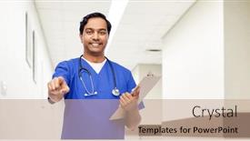  Presentation with clipboard stethoscope - Slide set enhanced with healthcare-profession-and-medicine-concept background and a coral colored foreground