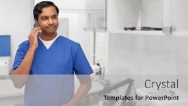  Presentation with male nurse - Presentation theme featuring healthcare-profession-and-medicine-concept background and a light gray colored foreground