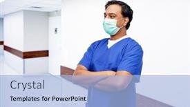  Presentation with mask nurse - Colorful PPT theme enhanced with healthcare-profession-and-medicine-concept backdrop and a light blue colored foreground