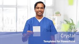  Presentation with medical profession - Beautiful PPT theme featuring healthcare-profession-and-medicine-concept backdrop and a teal colored foreground