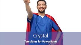  Presentation with male nurse - Colorful presentation enhanced with healthcare-profession-and-medicine-concept backdrop and a ocean colored foreground