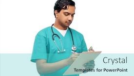  Presentation with medical profession - Presentation featuring healthcare-profession-and-medicine-concept background and a cyan colored foreground