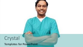  Presentation with male nurse - Slide deck having healthcare-profession-and-medicine-concept background and a teal colored foreground