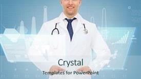  Presentation with healthcare technology - PPT theme featuring brutal bearded bodybuilder dressed in a black jacket with a hood isolated on a grey background background and a dark gray colored foreground
