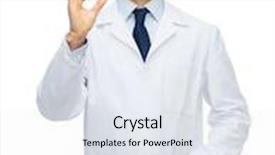  Presentation with medicine - Amazing slide set having healthcare profession gesture people and medicine concept - smiling male doctor in white coat showing ok hand sign backdrop and a sky blue colored foreground
