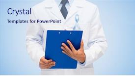  Presentation with healthcare blue ribbon - PPT layouts having healthcare profession people and medicine background and a  colored foreground