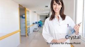  Presentation with healthcare - Presentation design enhanced with healthcare professional at the hospital background and a soft green colored foreground