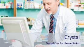  Presentation with pharmacy - Cool new PPT layouts with healthcare professionals - man at work backdrop and a sky blue colored foreground