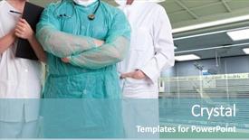  Presentation with doctor in hospital health insurance related icons healthcare person saving medical - Presentation theme having healthcare professionals at the hospital background and a teal colored foreground