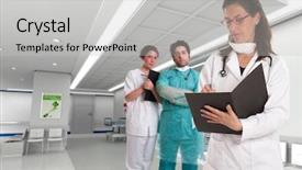  Presentation with veteran healthcare - Theme enhanced with healthcare professionals in a hospital background and a light gray colored foreground